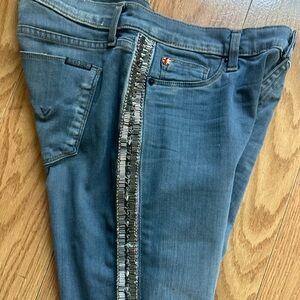 HUDSON - Embellished ankle skinny jeans